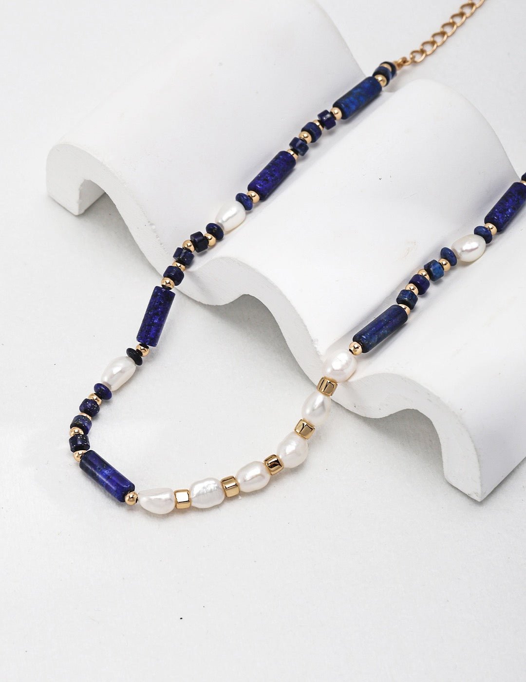 Azure Stone Pearl Necklace - Crystal Together