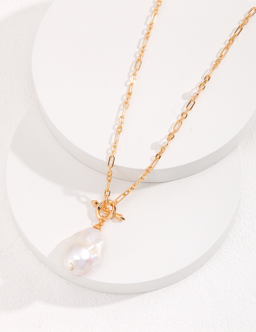 Baroque Style Gold and Pearl Pendant Necklace - Crystal Together