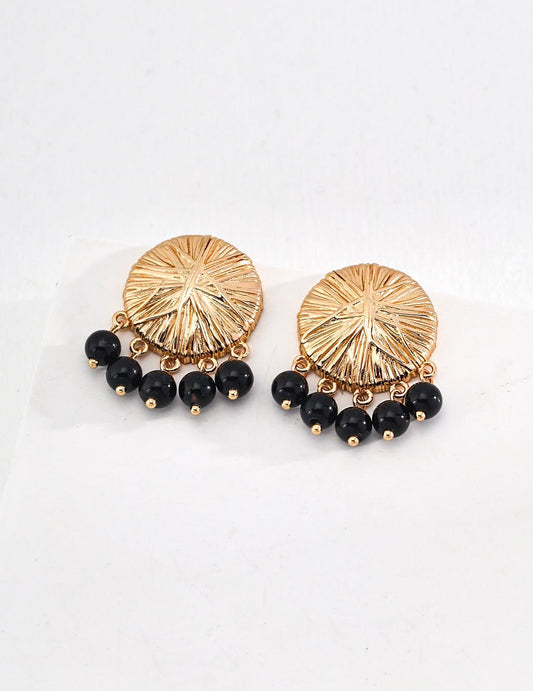 Black Onyx Studded Earrings - Crystal Together
