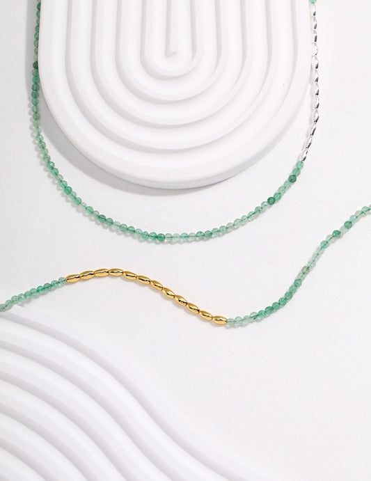 Green Strawberry Quartz Necklace and Bracelet - Crystal Together
