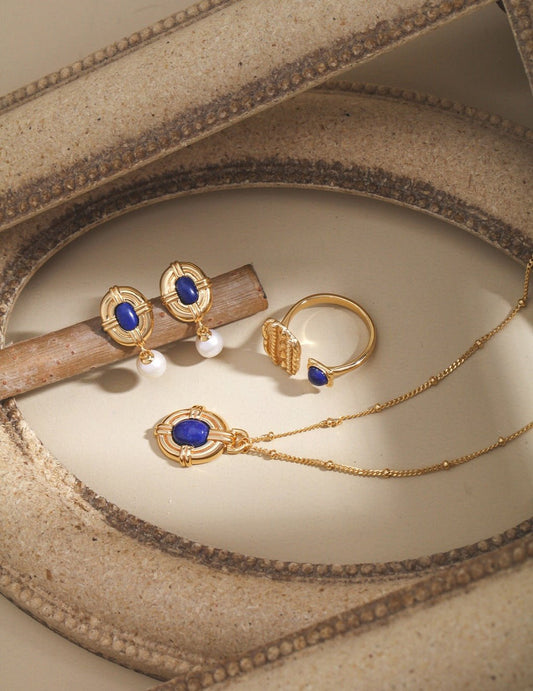 Lapis Lazuli Vintage Style One Set of Jewelry - Crystal Together