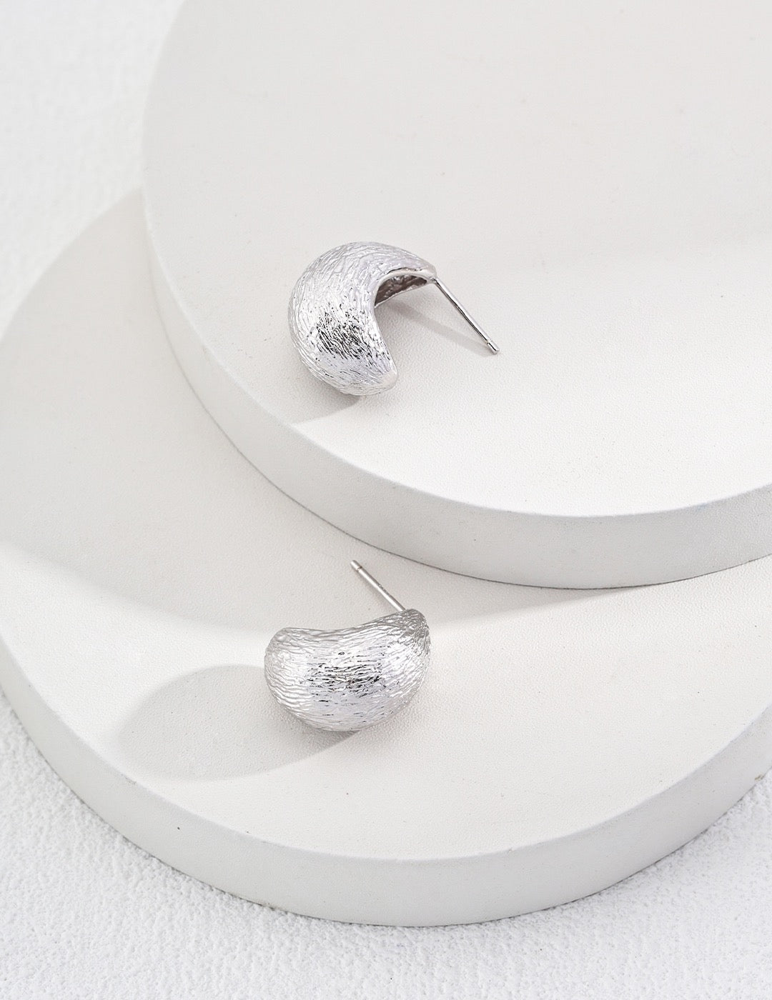 Meet Chris, Sterling Silver Water Drop Texture Studded Earring - Crystal Together
