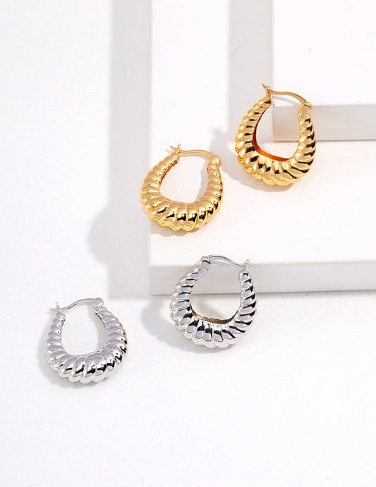 Twisted Design Hoop Earrings - Crystal Together